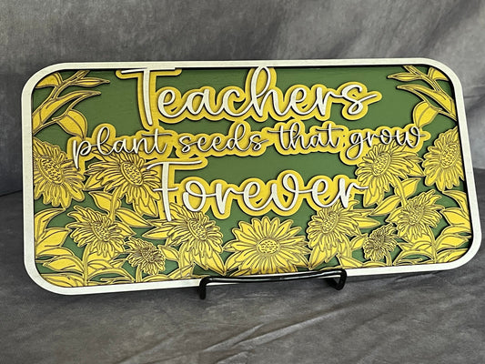Laser-Cut 3 Layer Wall Art - “Teachers Plant Seeds” 3-color