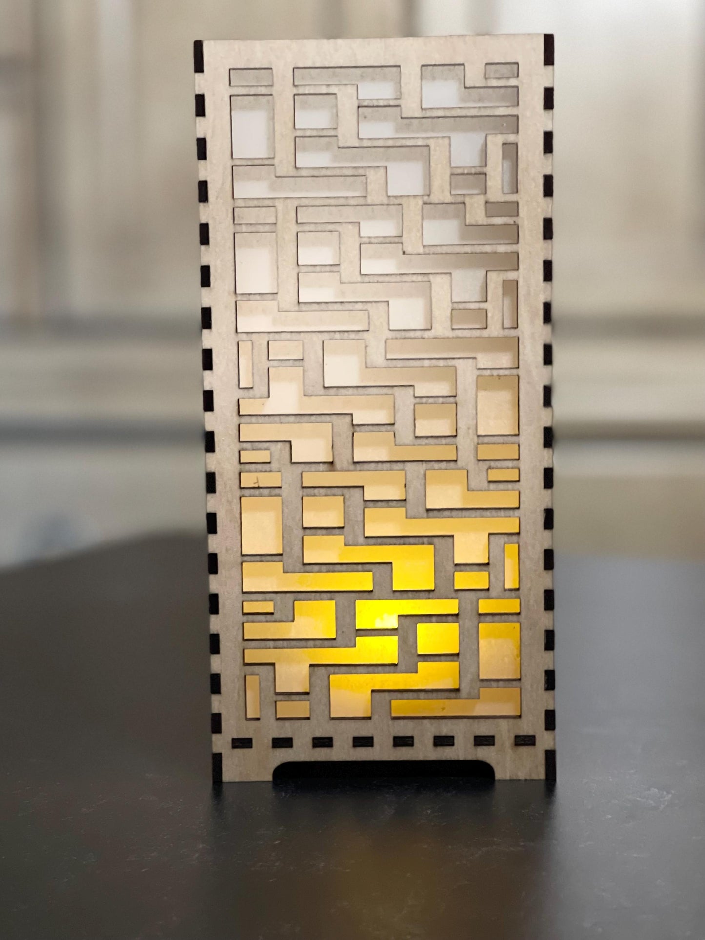 Flameless LED Candle Luminary | Handcrafted Shoji Screen Lantern | Arts & Crafts Style | Japanese Screen Decor | Eco-Friendly Home Decor