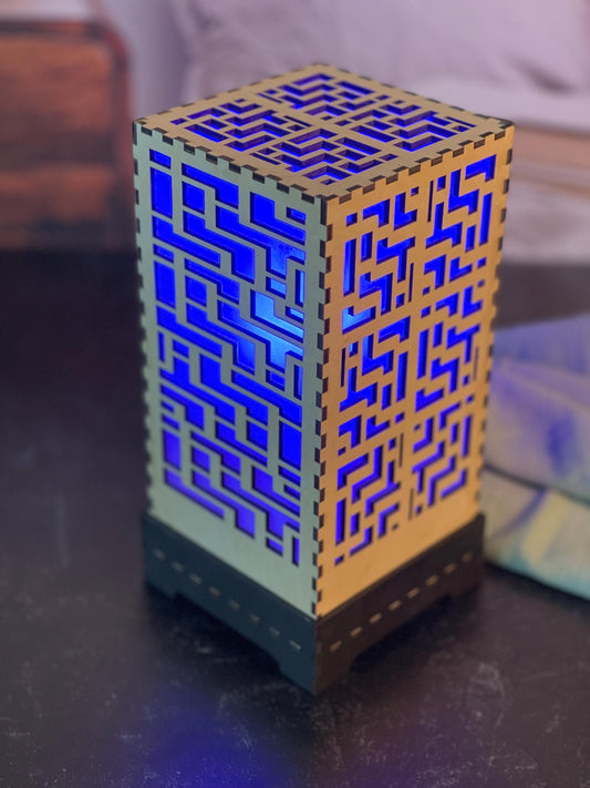 Color-changing LED Accent Lamp | Handcrafted Shoji Screen Lantern | Arts & Crafts Style | Japanese Screen Decor | Eco-Friendly Home Decor