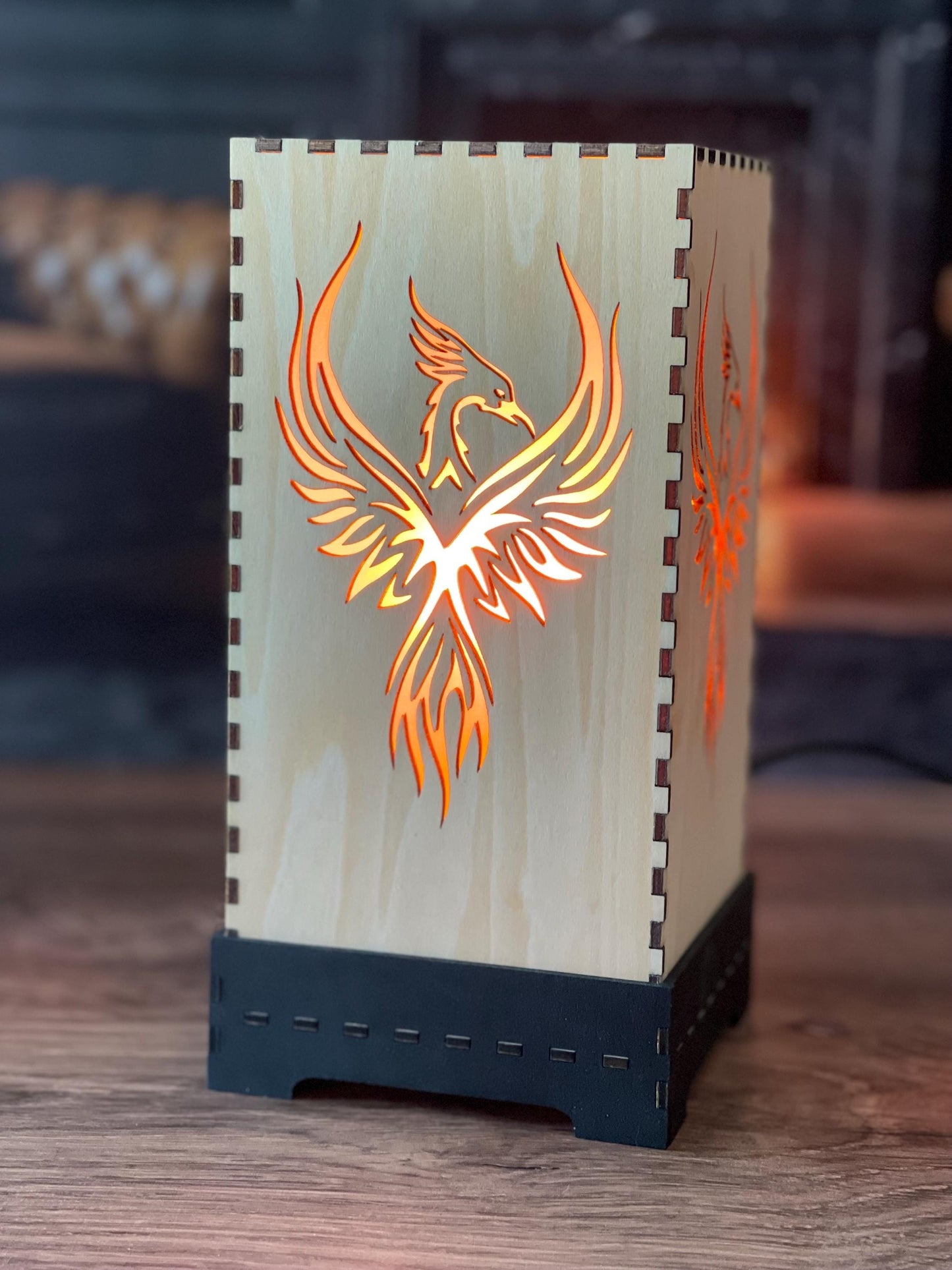 Flameless LED Accent Lamp | Phoenix Rising Lantern | Thunderbird Table Lamp | Firebird Decor | Eco-Friendly Home Decor