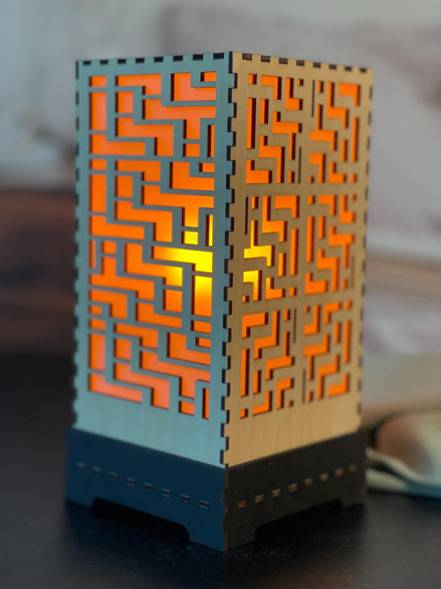 Flameless LED Accent Lamp | Handcrafted Shoji Screen Lantern | Arts & Crafts Style | Japanese Screen Decor | Eco-Friendly Home Decor