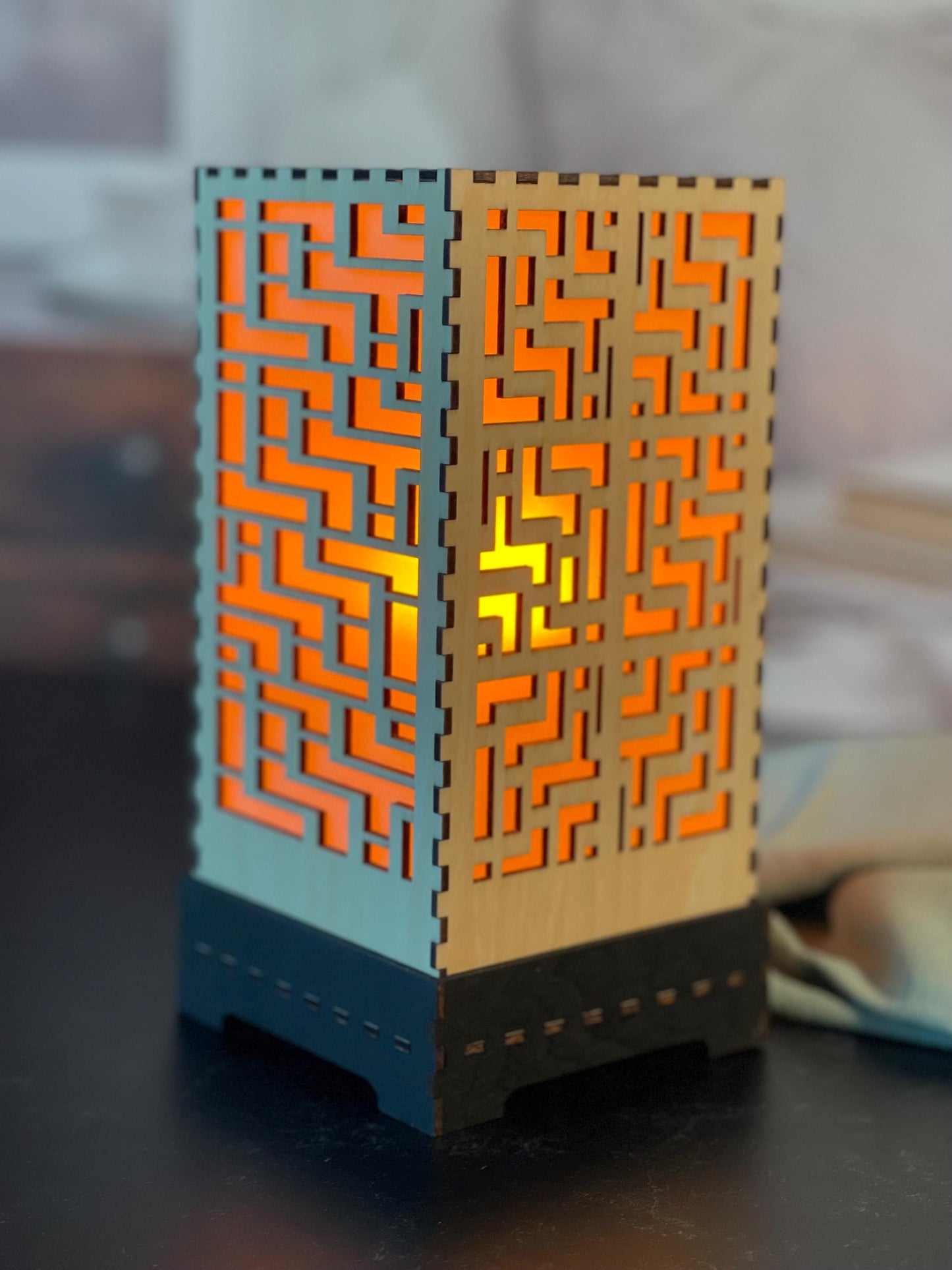 Flameless LED Accent Lamp | Handcrafted Shoji Screen Lantern | Arts & Crafts Style | Japanese Screen Decor | Eco-Friendly Home Decor