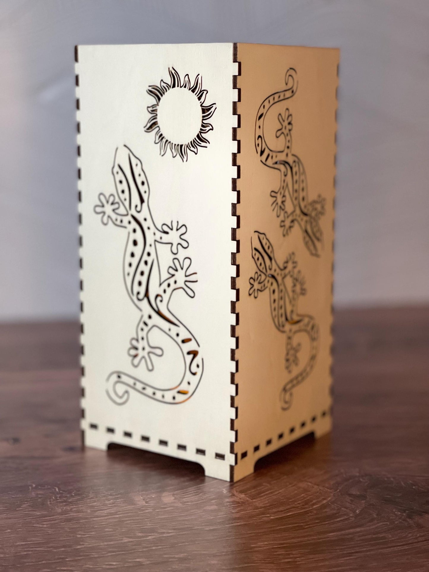 Charming LED Flameless Candleholder - Talavera Lizard Design - Southwestern Decor - Anniversary Gift