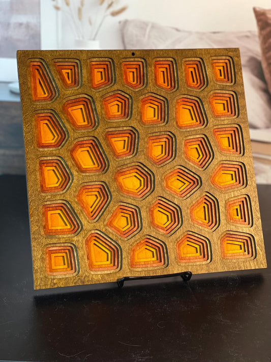 Laser Cut 6 Layer Voronoi Diagram Wall Art | Mathmatically-Inspired Design | Intricate Home Decor | Unique Gift Idea