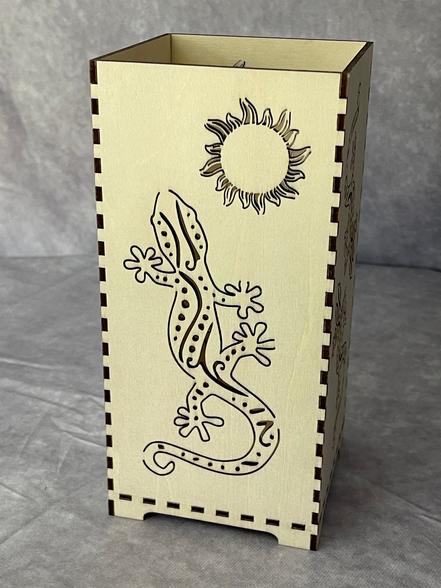 Charming LED Flameless Candleholder - Talavera Lizard Design - Southwestern Decor - Anniversary Gift