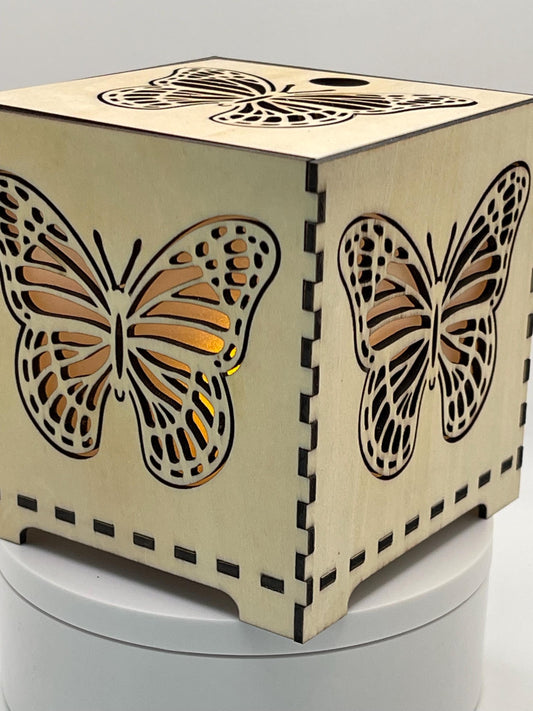 Night Light Monarch Butterfly Lamp | LED Lantern Table Lamp | Nursery Decor | Bedroom Lighting | Unique Gift Idea | Laser Cut Wood