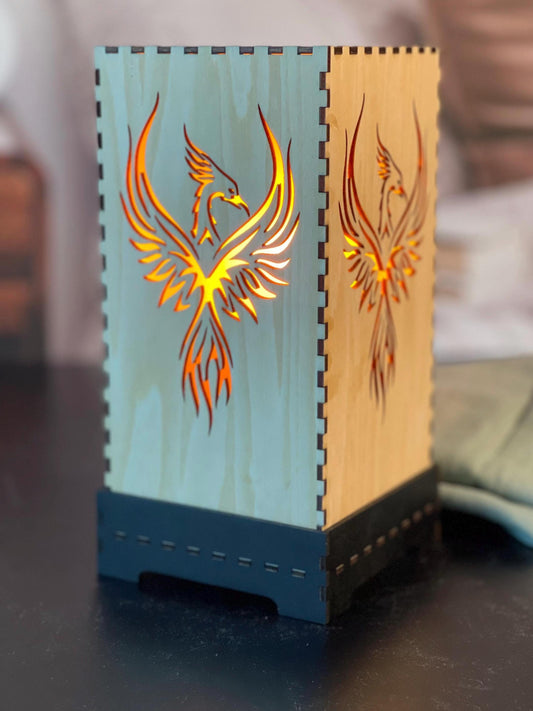 Flameless LED Accent Lamp | Phoenix Rising Lantern | Thunderbird Table Lamp | Firebird Decor | Eco-Friendly Home Decor
