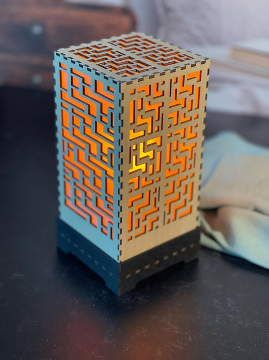 Flameless LED Accent Lamp | Handcrafted Shoji Screen Lantern | Arts & Crafts Style | Japanese Screen Decor | Eco-Friendly Home Decor