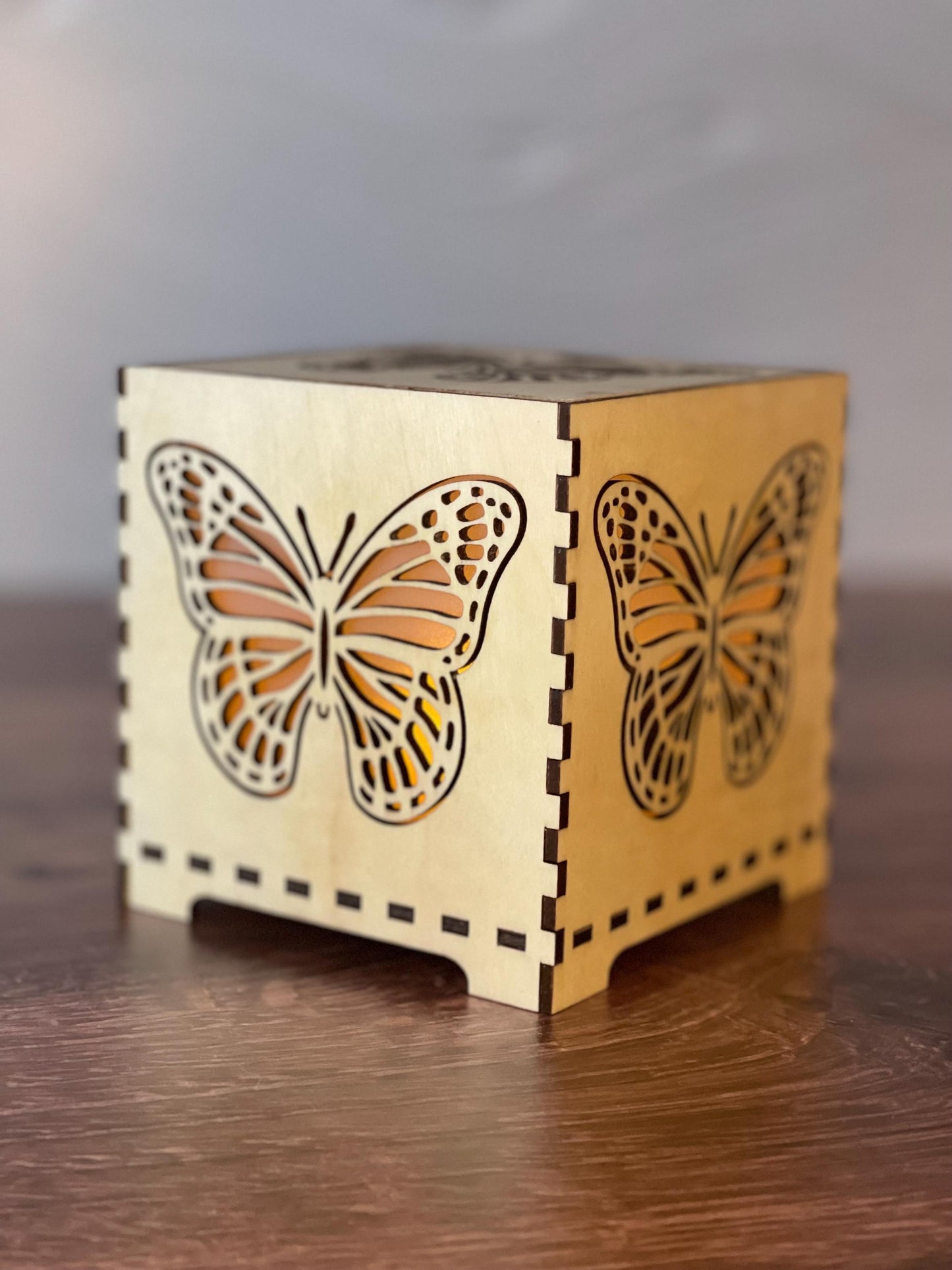 Night Light Monarch Butterfly Lamp | LED Lantern Table Lamp | Nursery Decor | Bedroom Lighting | Unique Gift Idea | Laser Cut Wood