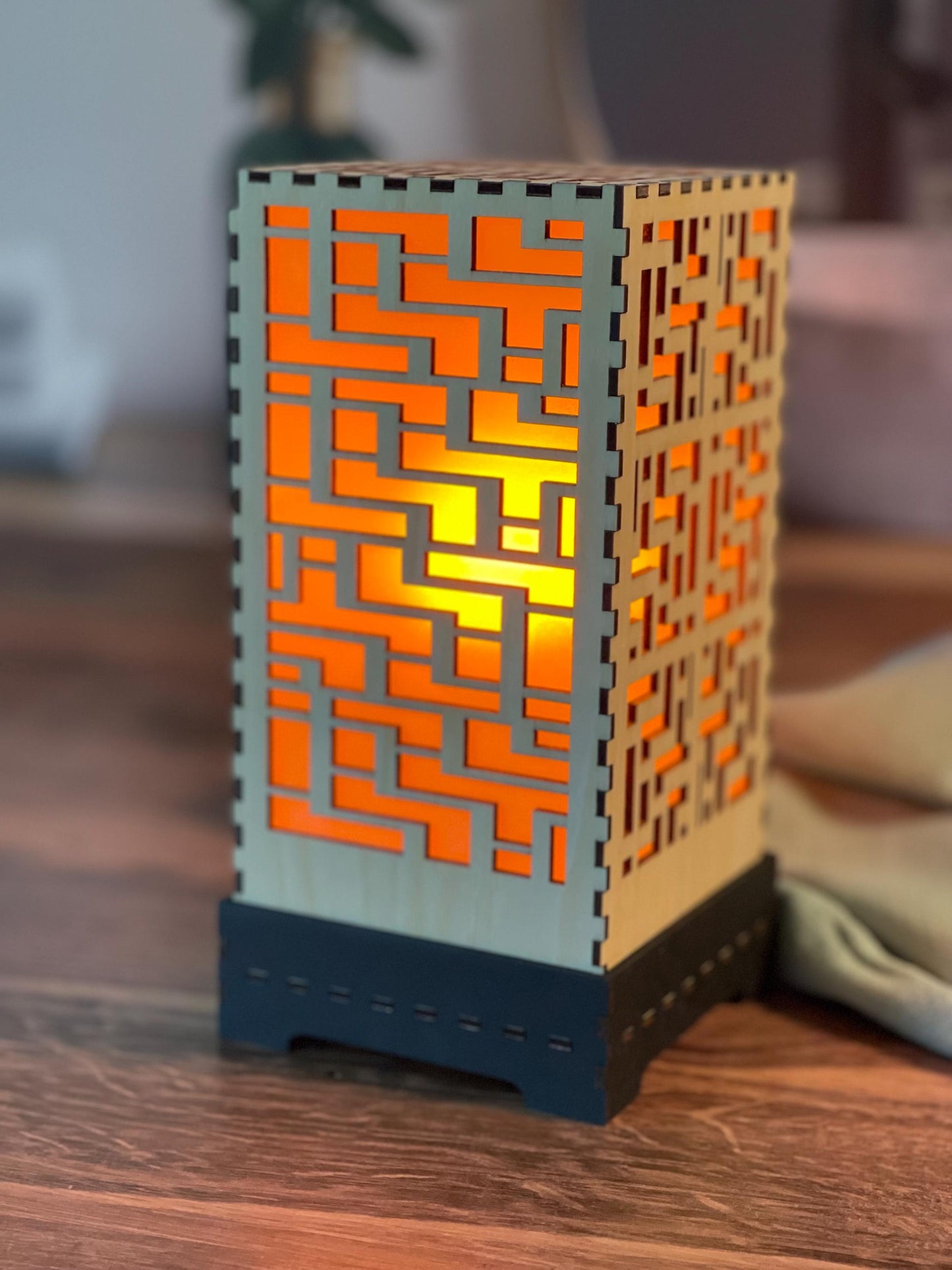 Flameless LED Accent Lamp | Handcrafted Shoji Screen Lantern | Arts & Crafts Style | Japanese Screen Decor | Eco-Friendly Home Decor