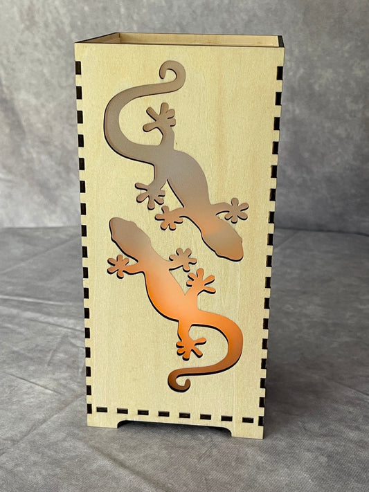 Flameless LED Candleholder - Talavera Lizard Frosted