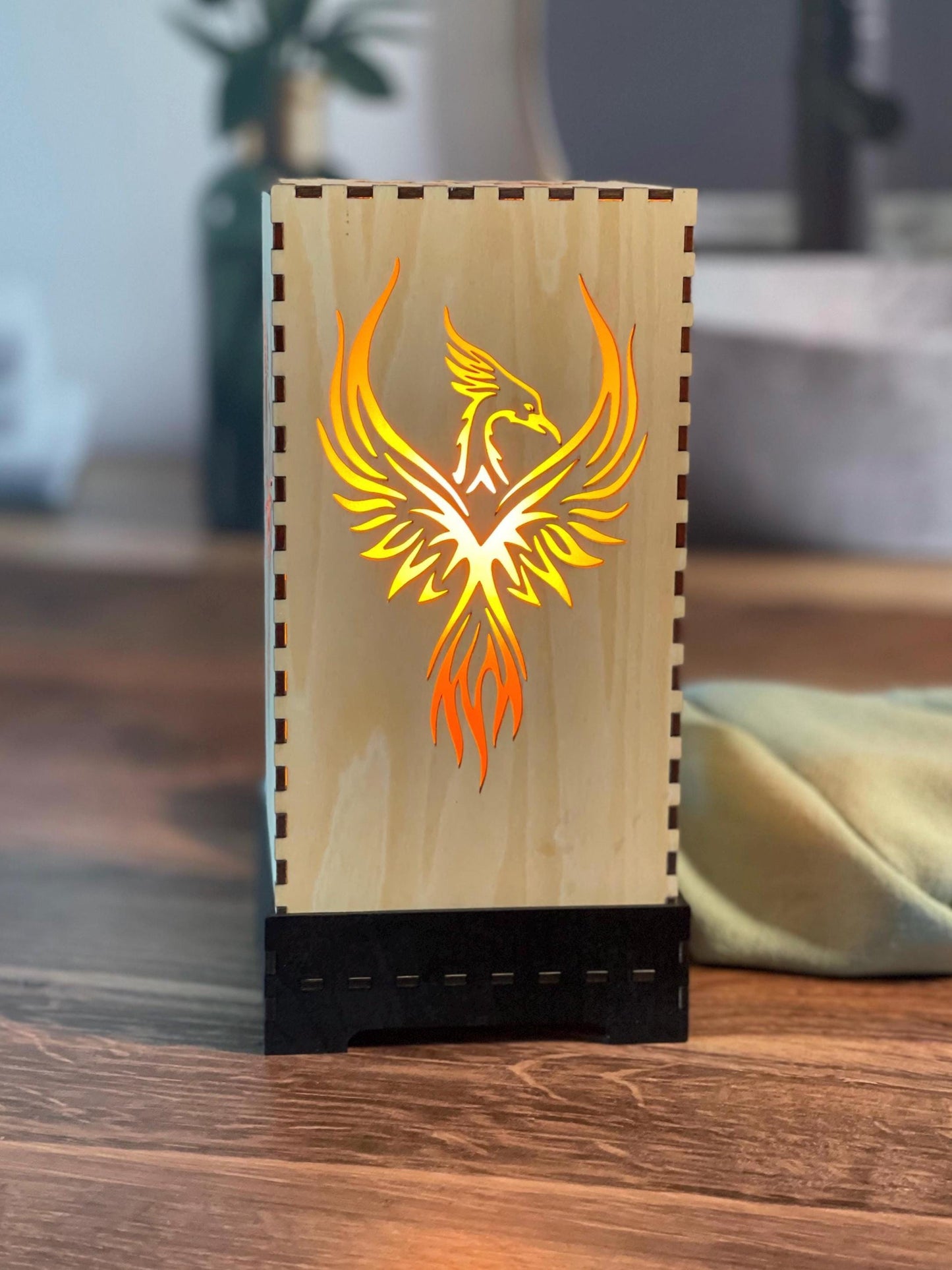 Flameless LED Accent Lamp | Phoenix Rising Lantern | Thunderbird Table Lamp | Firebird Decor | Eco-Friendly Home Decor