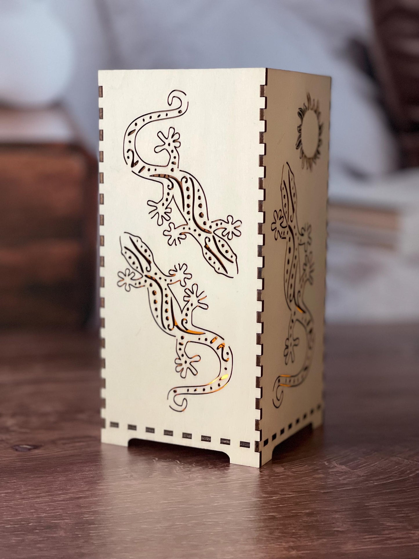 Charming LED Flameless Candleholder - Talavera Lizard Design - Southwestern Decor - Anniversary Gift