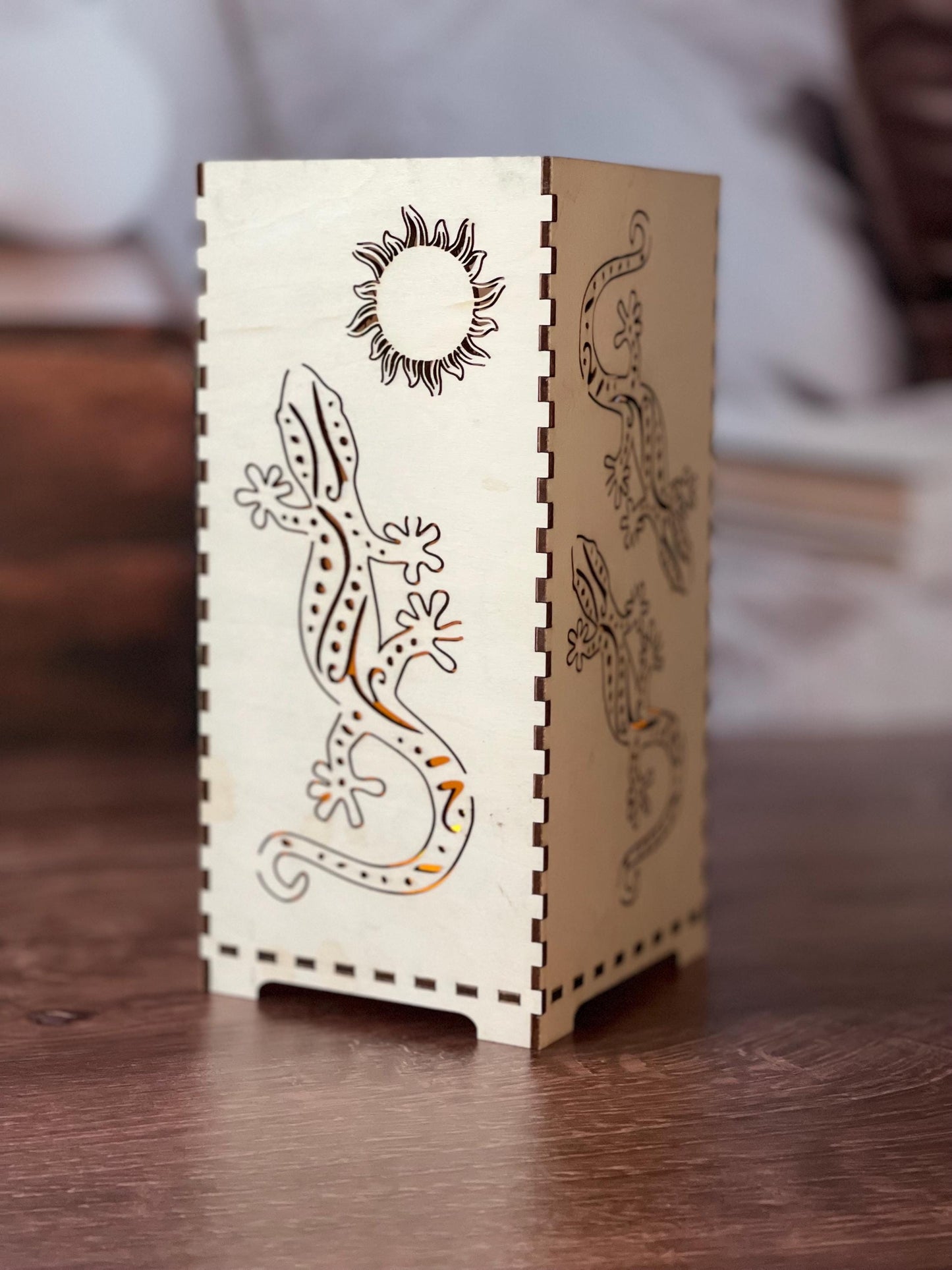 Charming LED Flameless Candleholder - Talavera Lizard Design - Southwestern Decor - Anniversary Gift