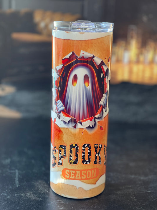 Spooky Season ASSORTED SCARIES Stainless Tumbler w/Lid & Straw - 20 oz Skinny