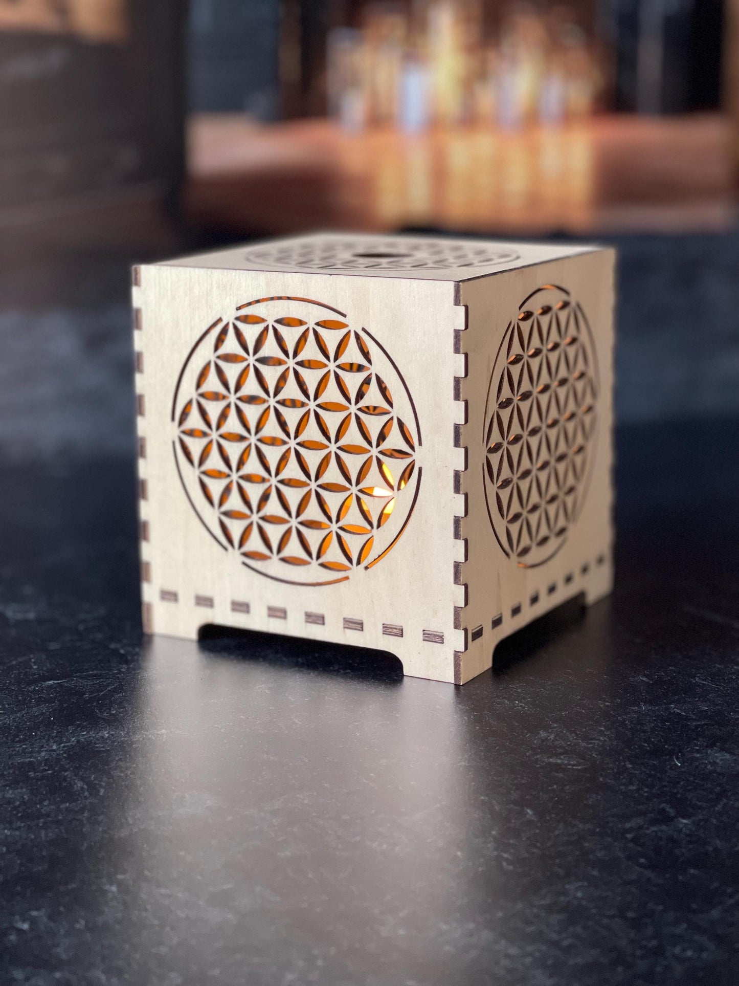 The Flower of Life Flameless LED Votive Lantern | Decorative Tealight Holder | Zen Home Decor | Spiritual Gift