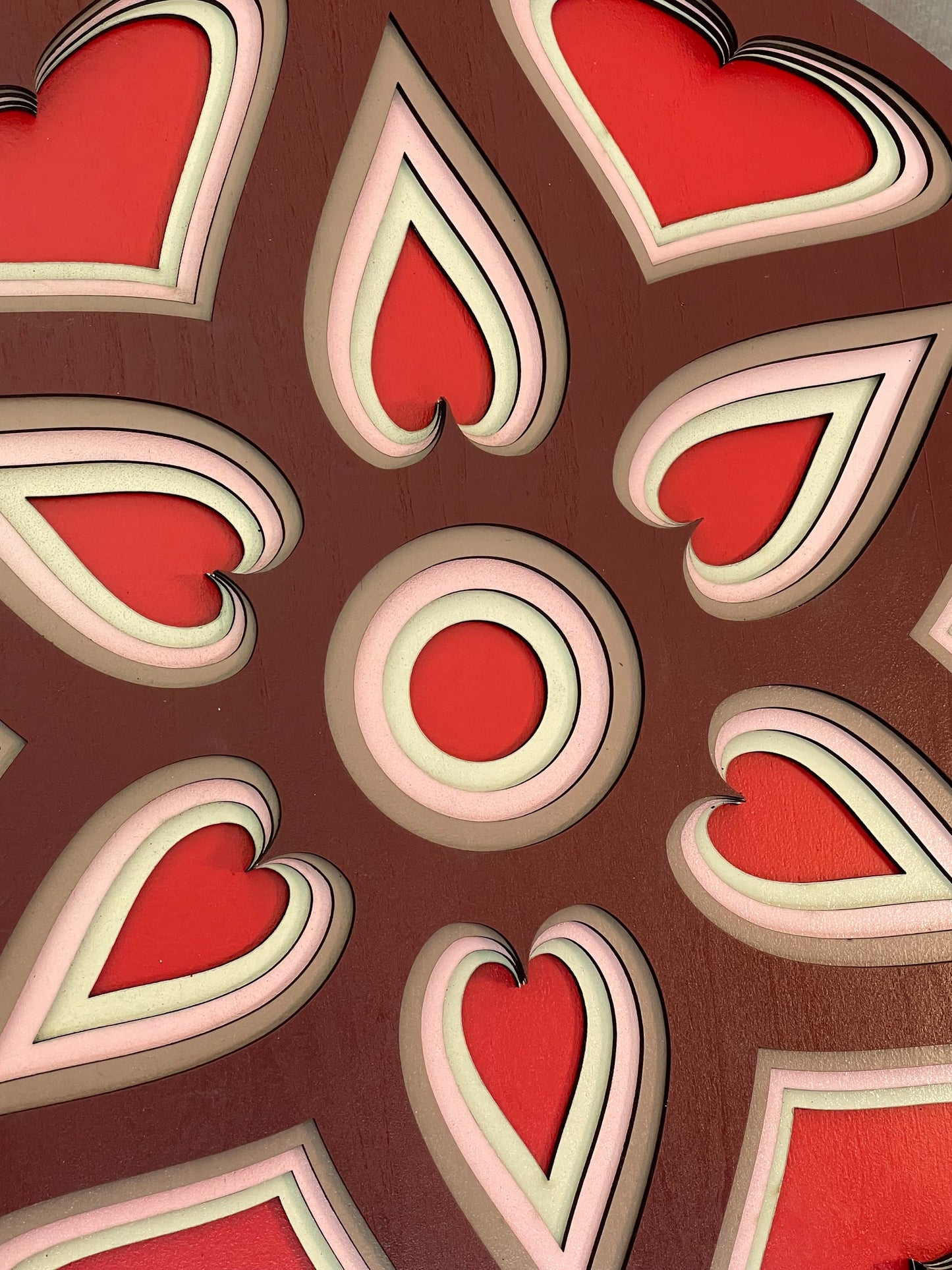 Handcrafted Loving Heart Mandala Wall Hanging | Multicolor 5 Layer Decoration | 3D Laser-Cut Artwork | Love Theme Decor | Gift for Wedding