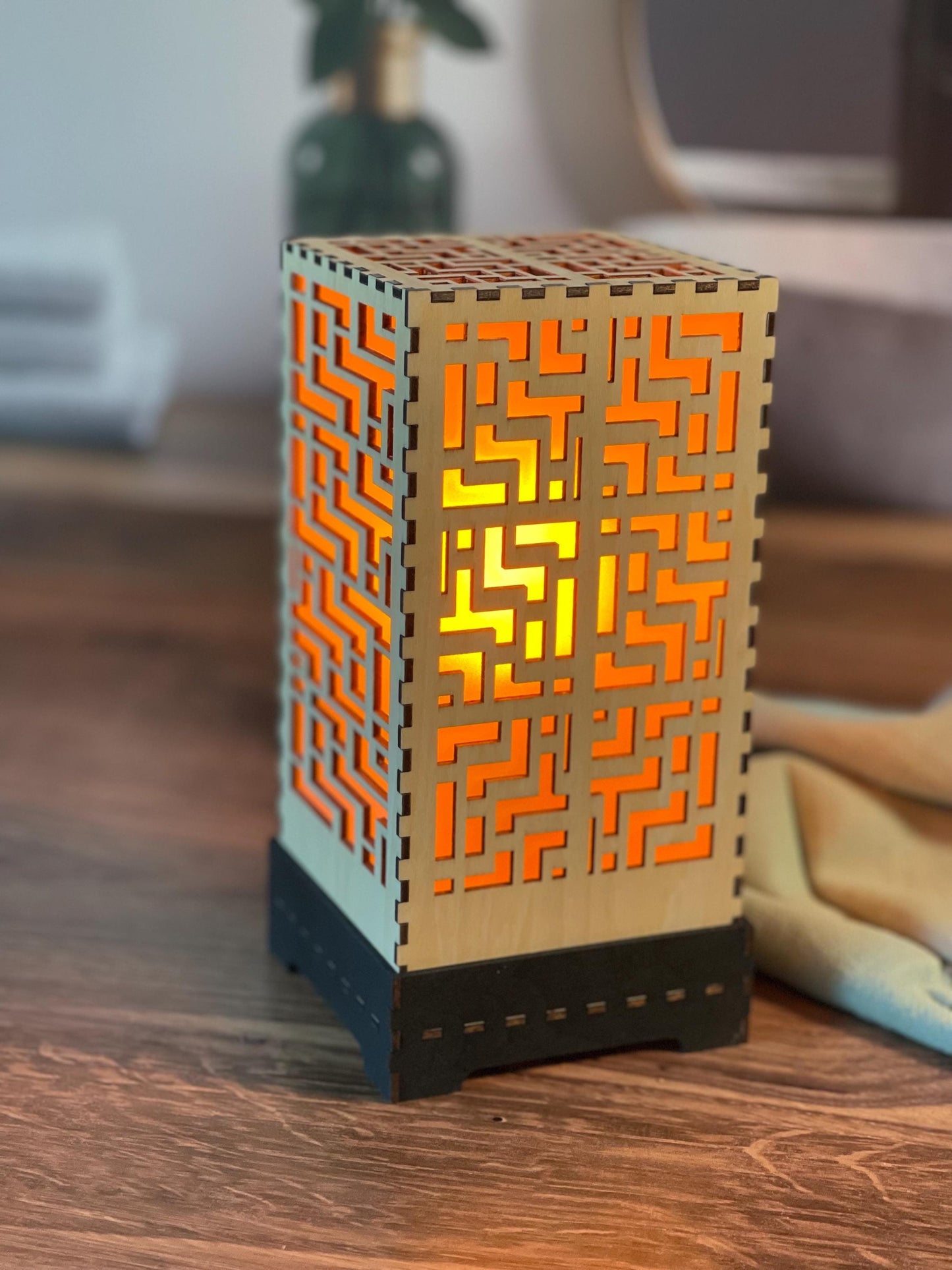 Flameless LED Accent Lamp | Handcrafted Shoji Screen Lantern | Arts & Crafts Style | Japanese Screen Decor | Eco-Friendly Home Decor