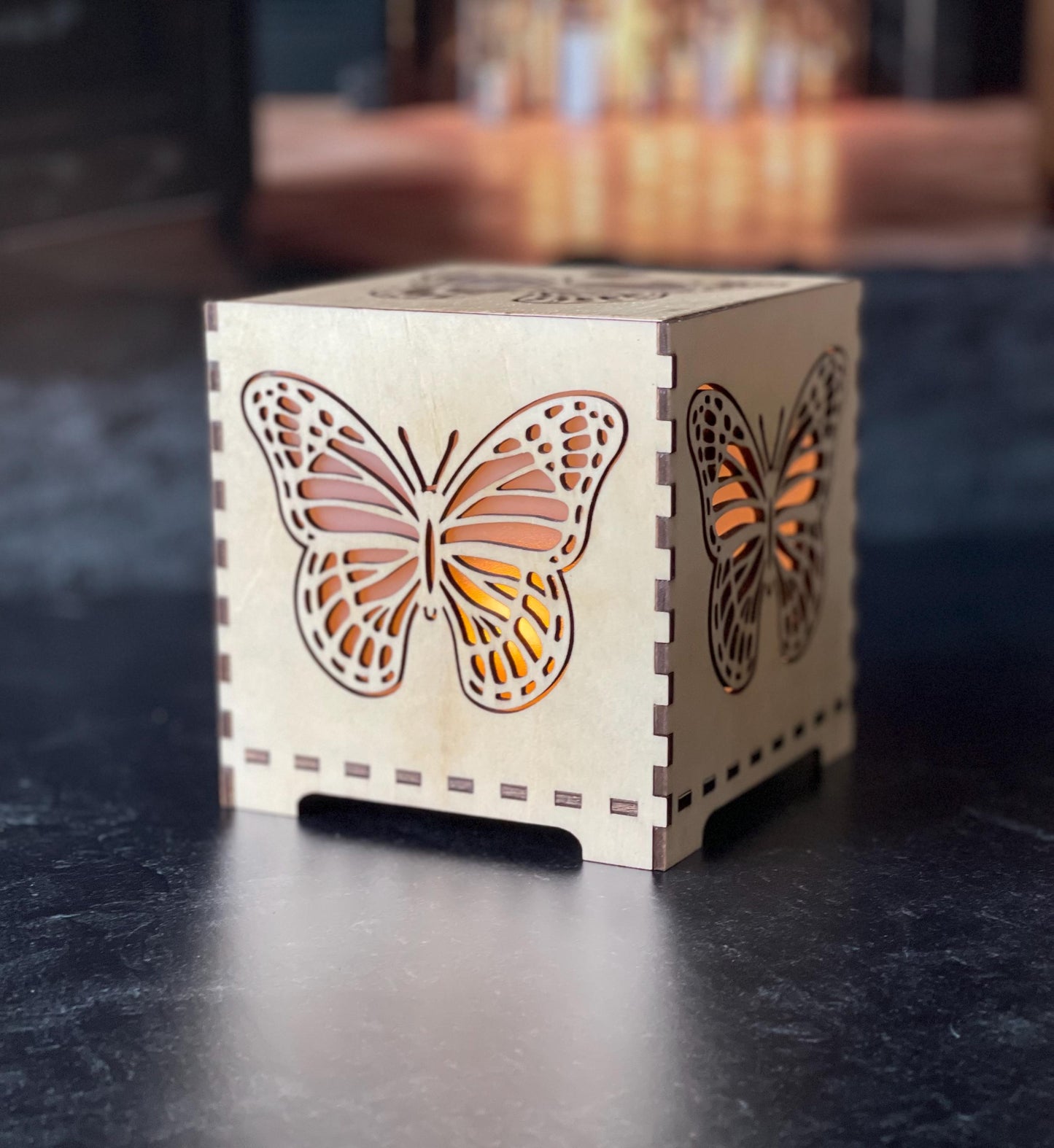 Night Light Monarch Butterfly Lamp | LED Lantern Table Lamp | Nursery Decor | Bedroom Lighting | Unique Gift Idea | Laser Cut Wood