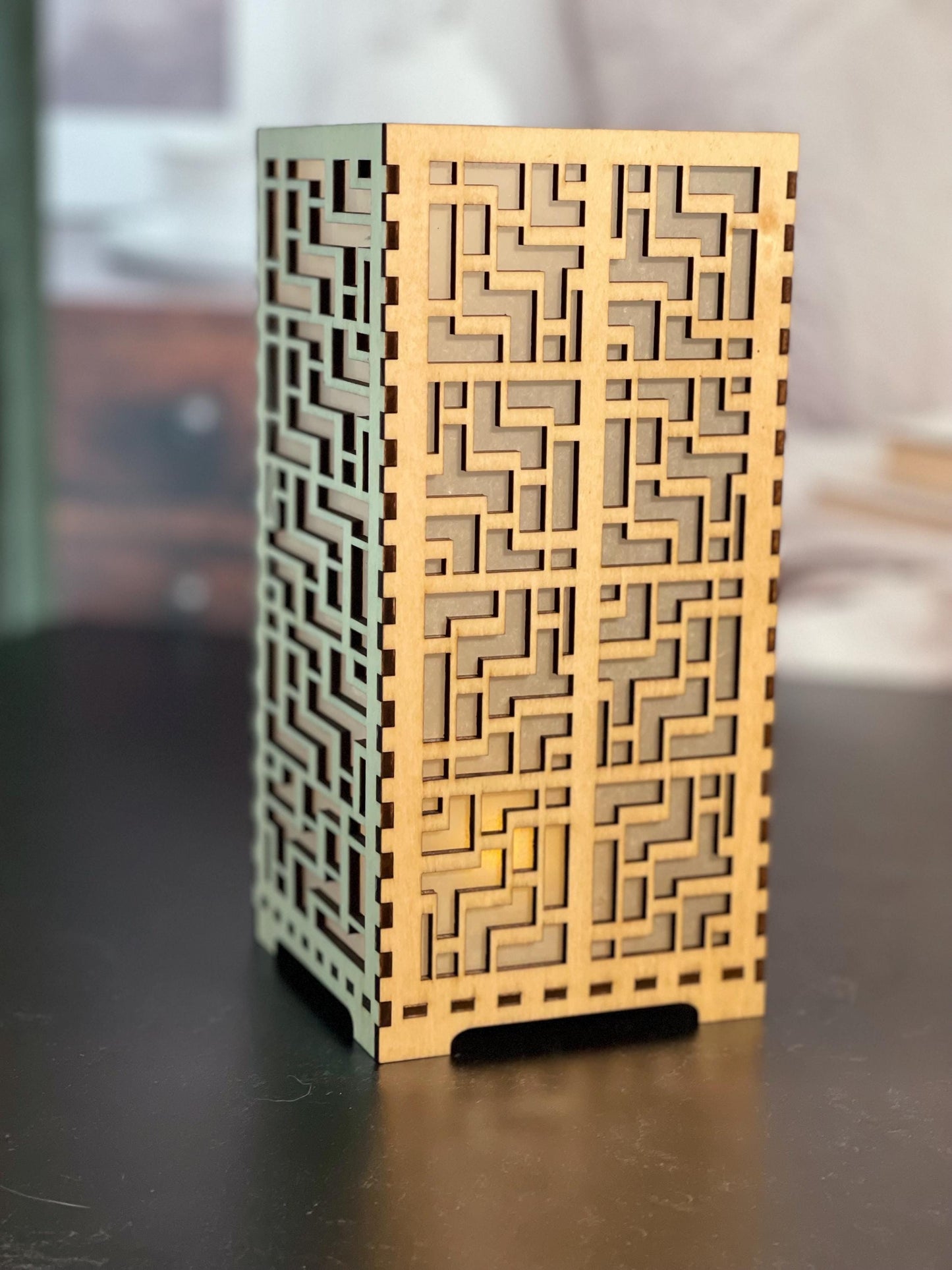 Flameless LED Candle Luminary | Handcrafted Shoji Screen Lantern | Arts & Crafts Style | Japanese Screen Decor | Eco-Friendly Home Decor