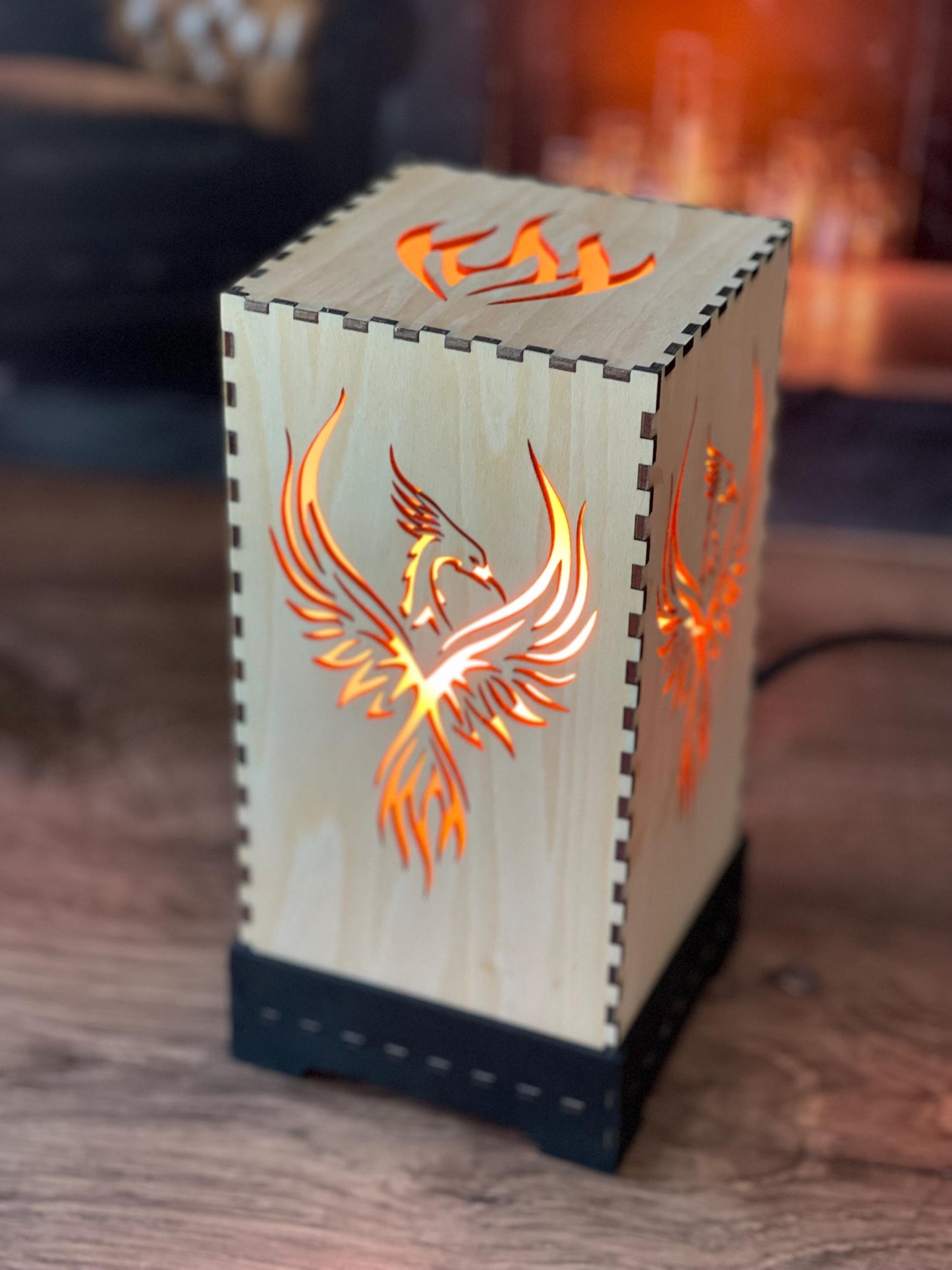 Flameless LED Accent Lamp | Phoenix Rising Lantern | Thunderbird Table Lamp | Firebird Decor | Eco-Friendly Home Decor