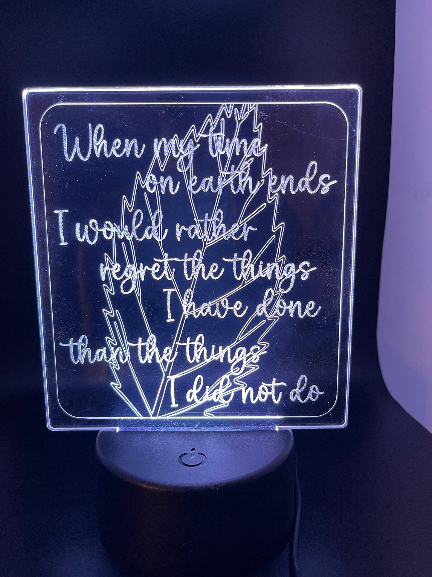 Edge-Lit Engraved Acrylic LED Desk Lamp