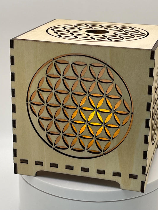 The Flower of Life Flameless LED Votive Lantern | Decorative Tealight Holder | Zen Home Decor | Spiritual Gift