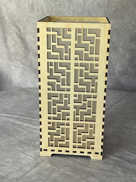 Flameless LED Candle Luminary | Handcrafted Shoji Screen Lantern | Arts & Crafts Style | Japanese Screen Decor | Eco-Friendly Home Decor