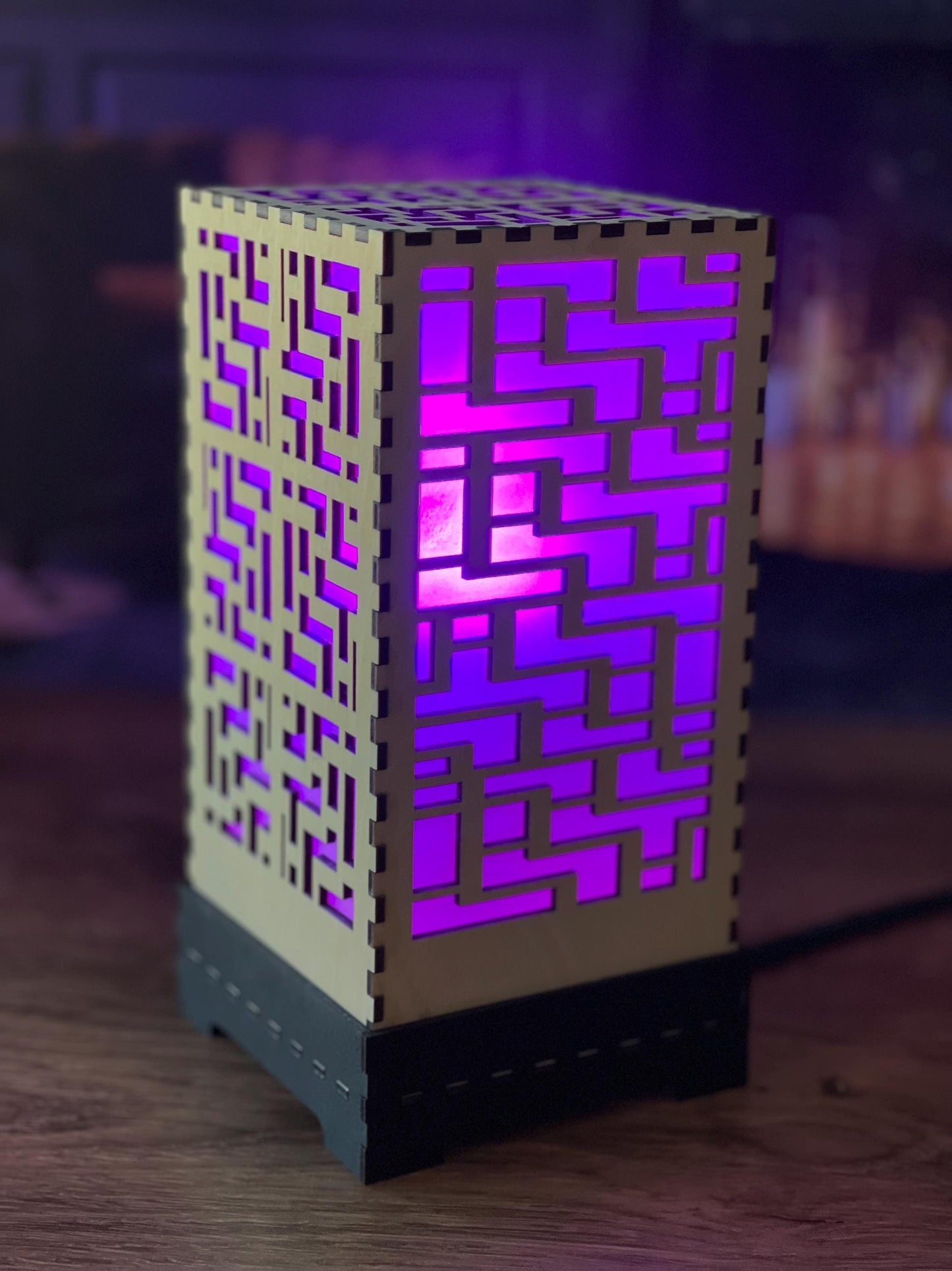 Color-changing LED Accent Lamp | Handcrafted Shoji Screen Lantern | Arts & Crafts Style | Japanese Screen Decor | Eco-Friendly Home Decor