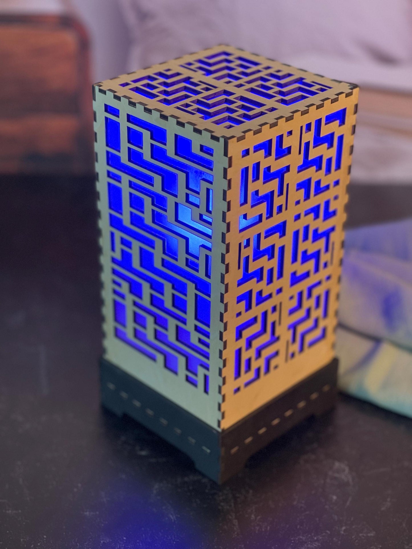 Color-changing LED Accent Lamp | Handcrafted Shoji Screen Lantern | Arts & Crafts Style | Japanese Screen Decor | Eco-Friendly Home Decor