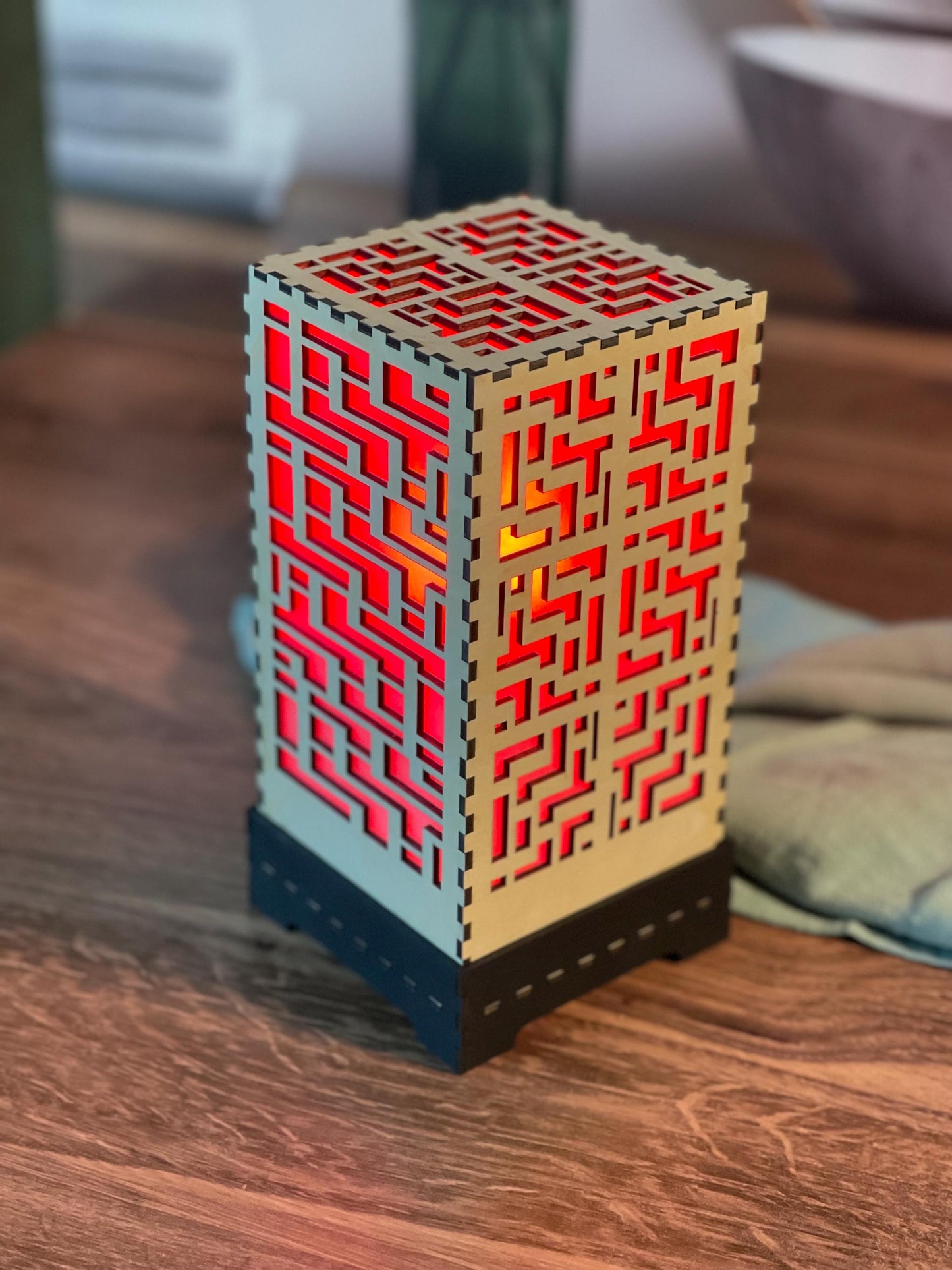 Color-changing LED Accent Lamp | Handcrafted Shoji Screen Lantern | Arts & Crafts Style | Japanese Screen Decor | Eco-Friendly Home Decor