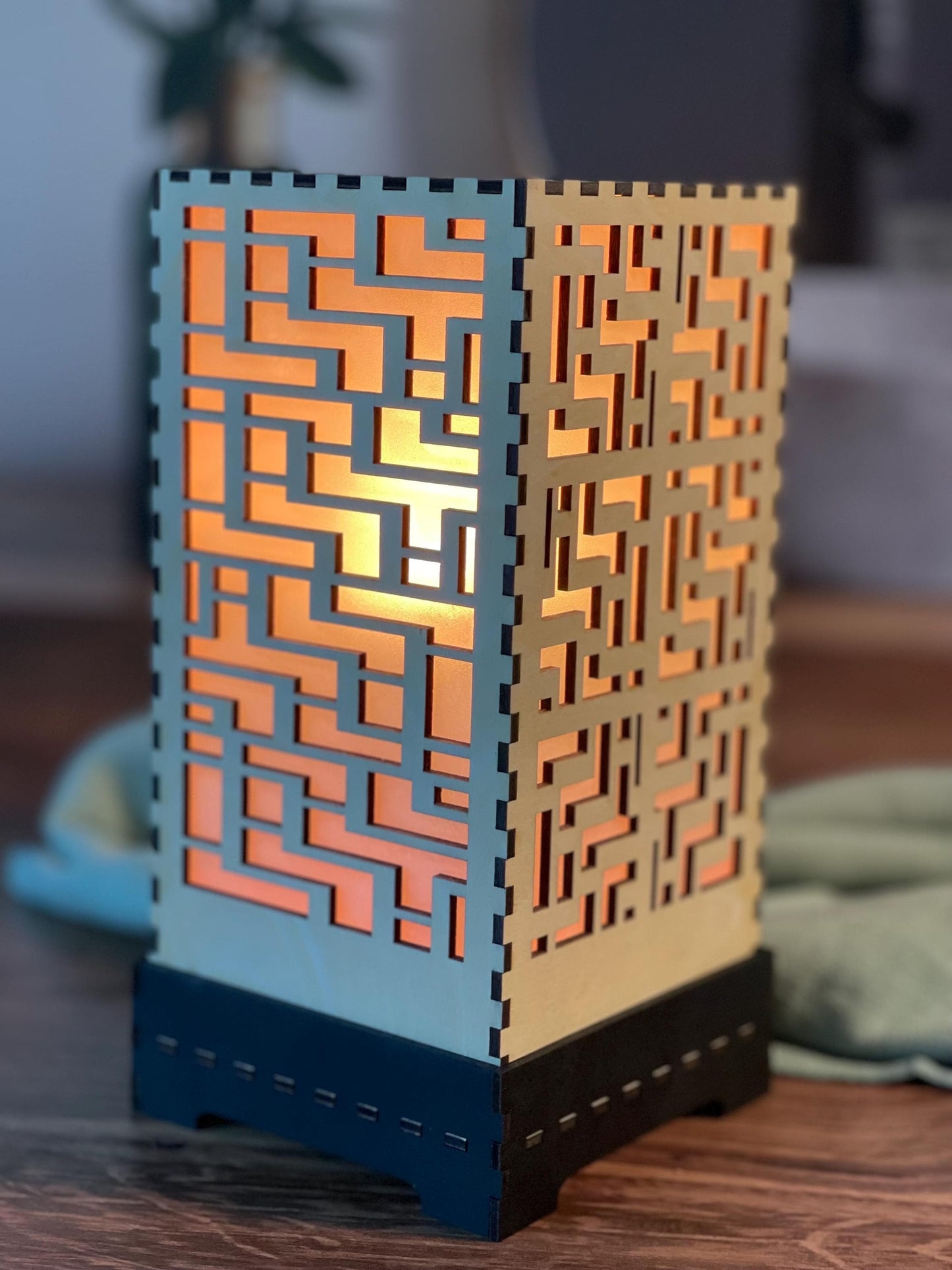 Color-changing LED Accent Lamp | Handcrafted Shoji Screen Lantern | Arts & Crafts Style | Japanese Screen Decor | Eco-Friendly Home Decor