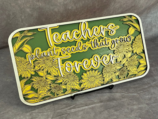 Laser-Cut 3 Layer Wall Art - “Teachers Plant Seeds” 3-color