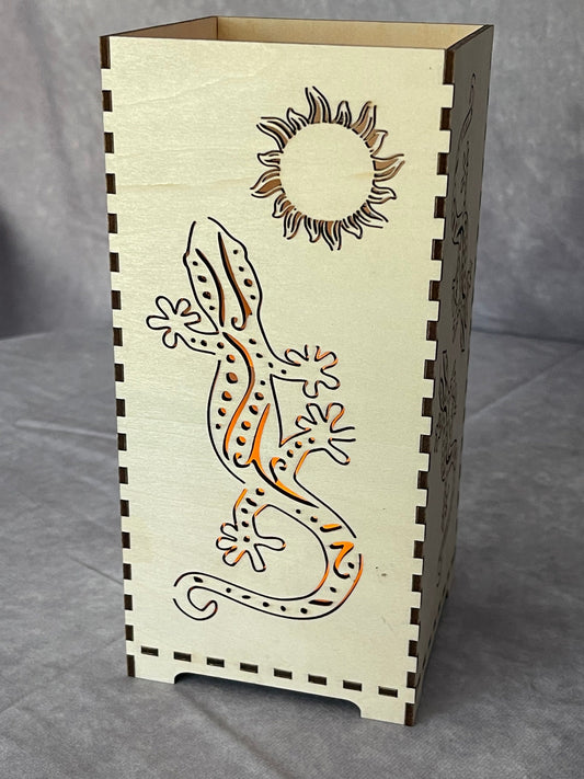 Charming LED Flameless Candleholder - Talavera Lizard Design - Southwestern Decor - Anniversary Gift