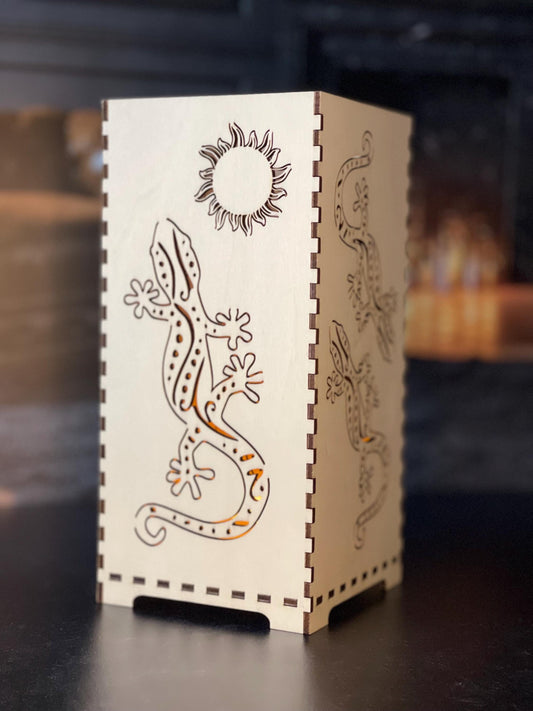 Charming LED Flameless Candleholder - Talavera Lizard Design - Southwestern Decor - Anniversary Gift