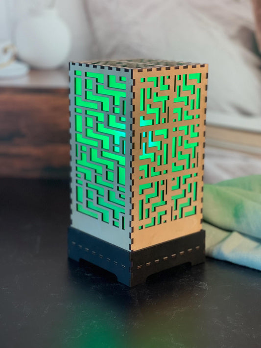 Color-changing LED Accent Lamp | Handcrafted Shoji Screen Lantern | Arts & Crafts Style | Japanese Screen Decor | Eco-Friendly Home Decor