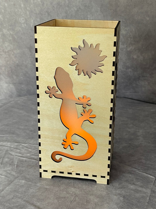 Flameless LED Candleholder - Talavera Lizard Frosted
