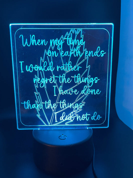Edge-Lit Engraved Acrylic LED Desk Lamp