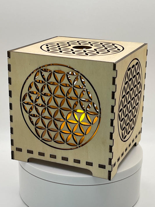 The Flower of Life Flameless LED Votive Lantern | Decorative Tealight Holder | Zen Home Decor | Spiritual Gift