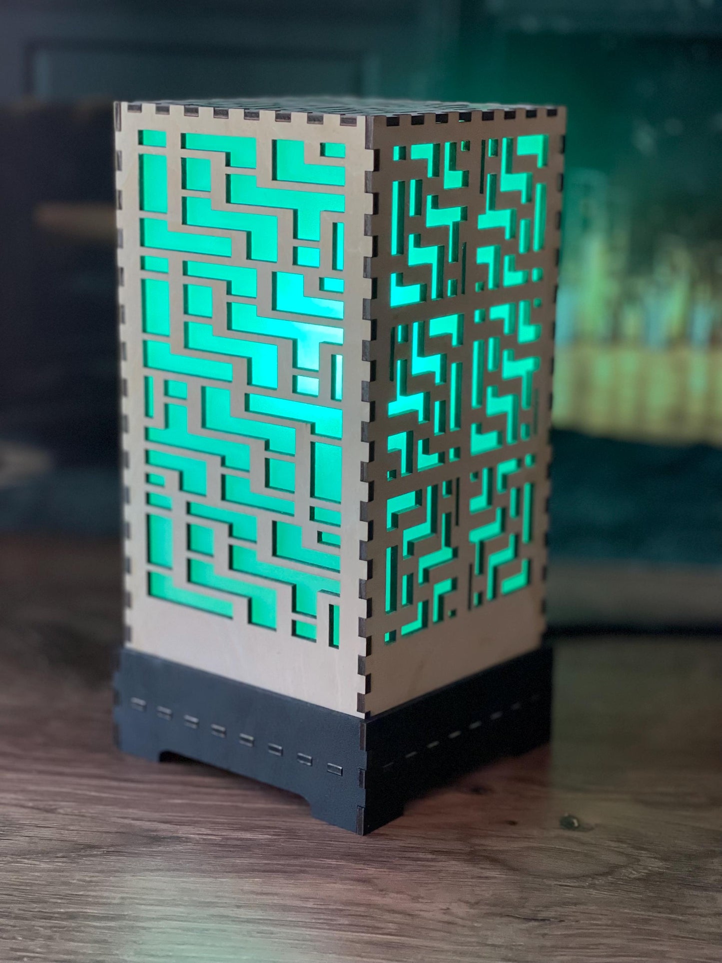 Color-changing LED Accent Lamp | Handcrafted Shoji Screen Lantern | Arts & Crafts Style | Japanese Screen Decor | Eco-Friendly Home Decor