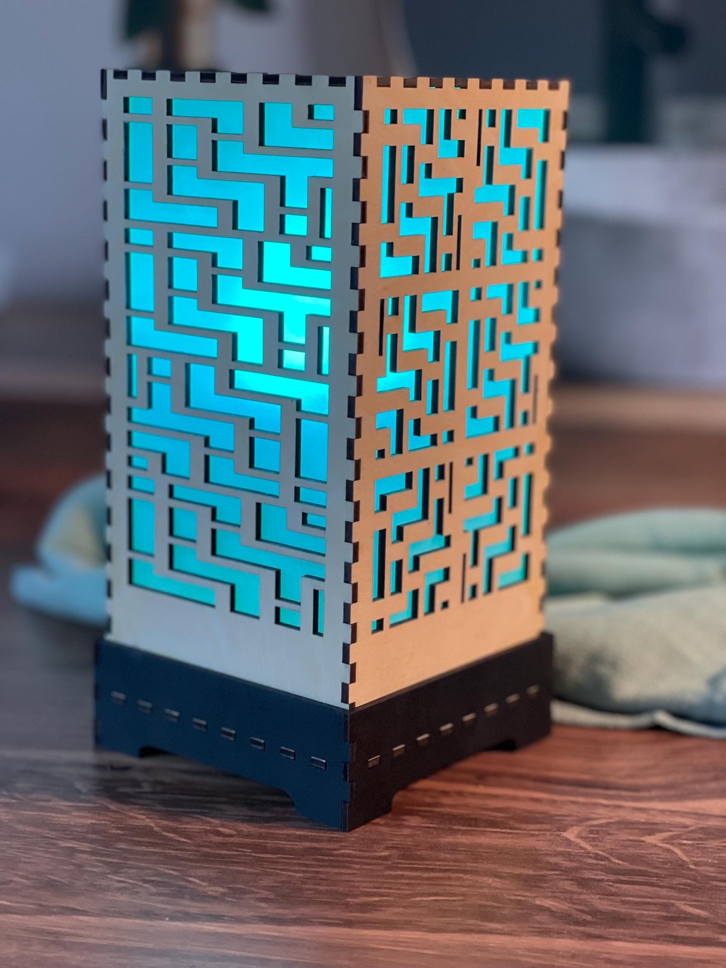 Color-changing LED Accent Lamp | Handcrafted Shoji Screen Lantern | Arts & Crafts Style | Japanese Screen Decor | Eco-Friendly Home Decor