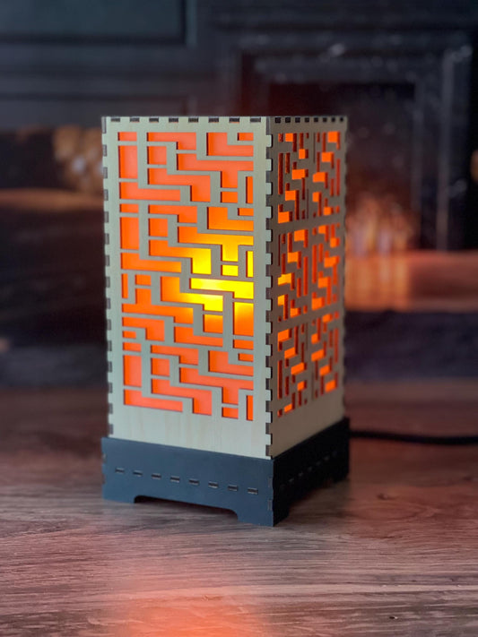 Flameless LED Accent Lamp | Handcrafted Shoji Screen Lantern | Arts & Crafts Style | Japanese Screen Decor | Eco-Friendly Home Decor
