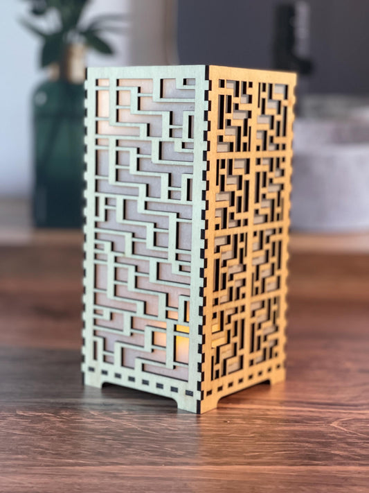 Flameless LED Candle Luminary | Handcrafted Shoji Screen Lantern | Arts & Crafts Style | Japanese Screen Decor | Eco-Friendly Home Decor