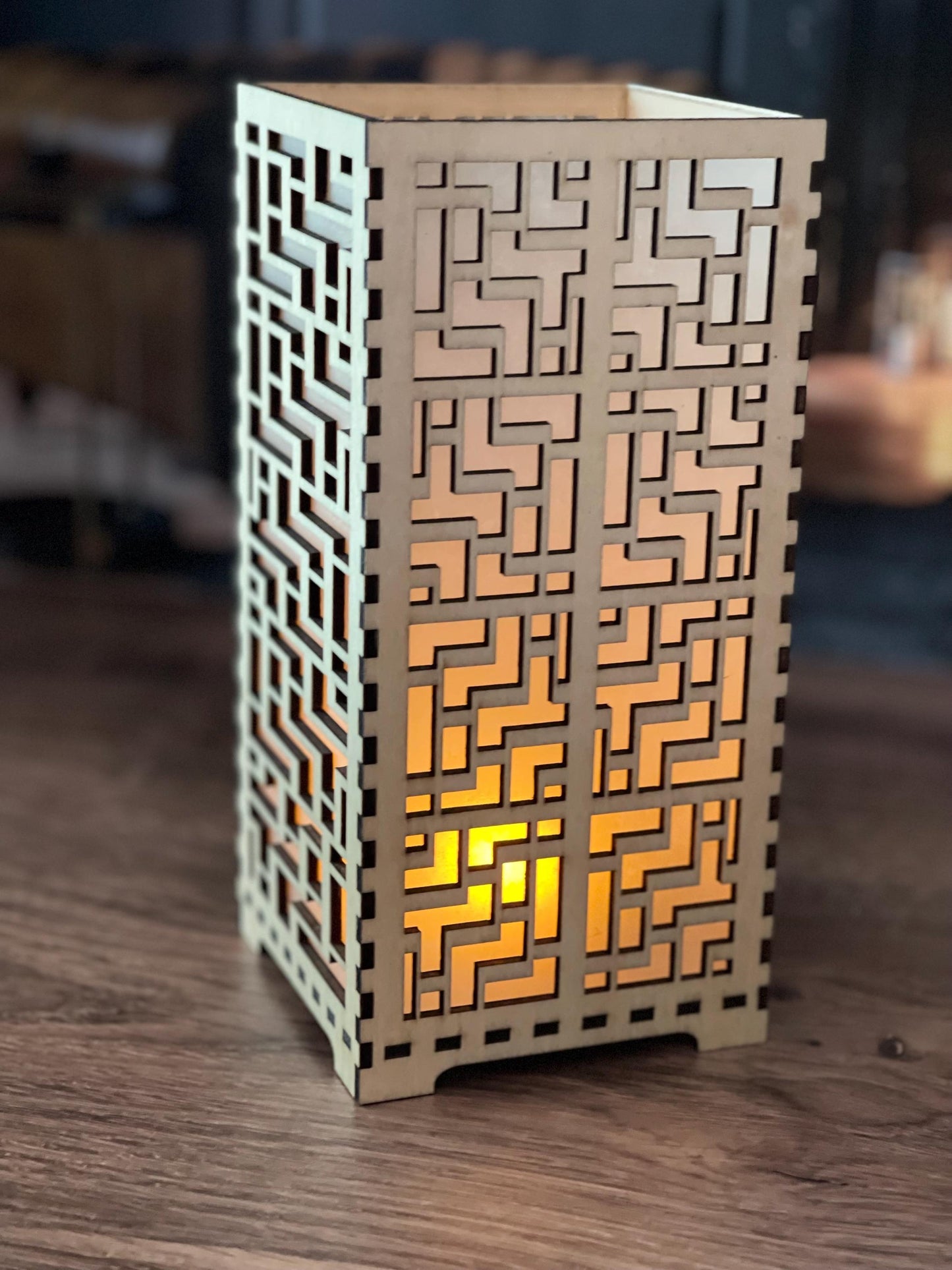 Flameless LED Candle Luminary | Handcrafted Shoji Screen Lantern | Arts & Crafts Style | Japanese Screen Decor | Eco-Friendly Home Decor