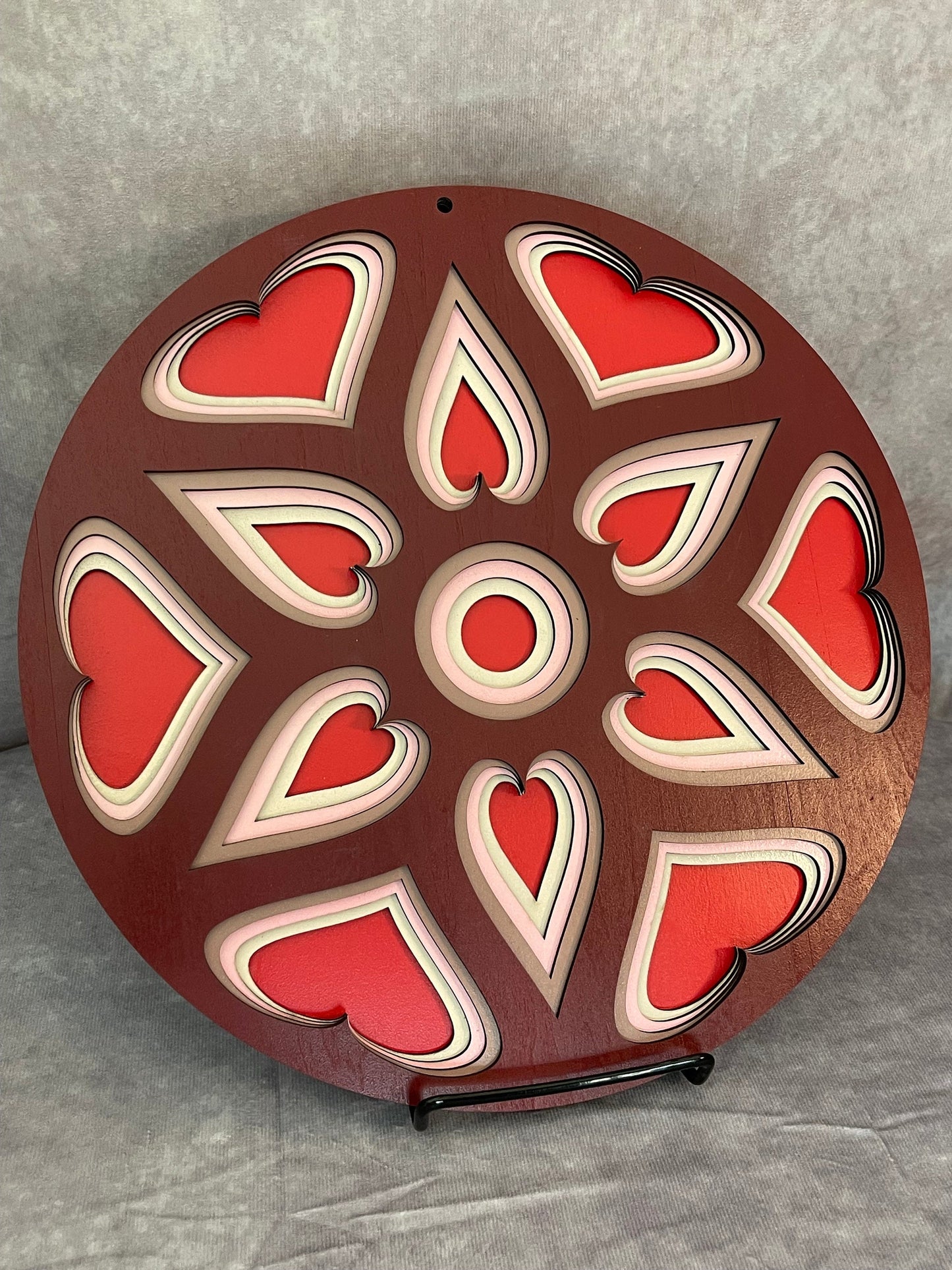 Handcrafted Loving Heart Mandala Wall Hanging | Multicolor 5 Layer Decoration | 3D Laser-Cut Artwork | Love Theme Decor | Gift for Wedding