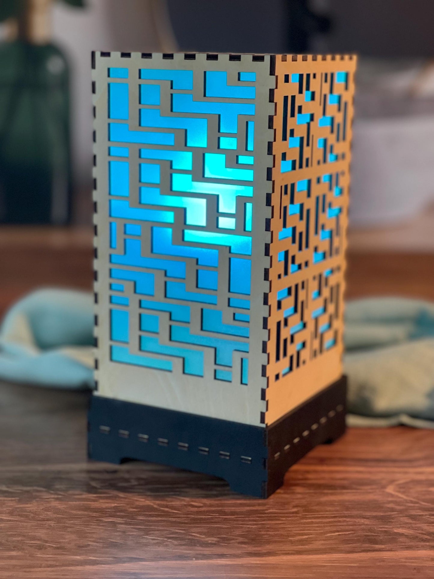 Color-changing LED Accent Lamp | Handcrafted Shoji Screen Lantern | Arts & Crafts Style | Japanese Screen Decor | Eco-Friendly Home Decor