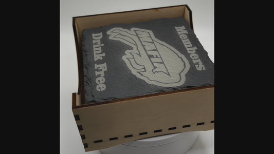 Buffalo Bills Mafia slate coaster set with caddy - Custom Barware